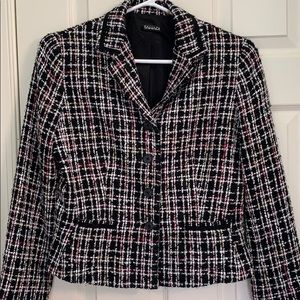 Black and Pink plaid tweed blazer suit jacket